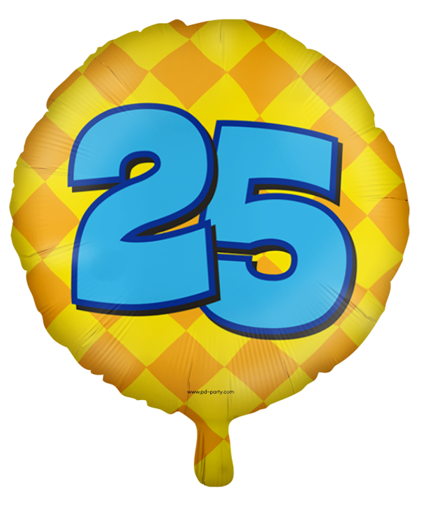 Runder Folienballon Bunt - Zahl 25