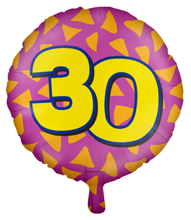 Runder Folienballon Bunt - Zahl 30