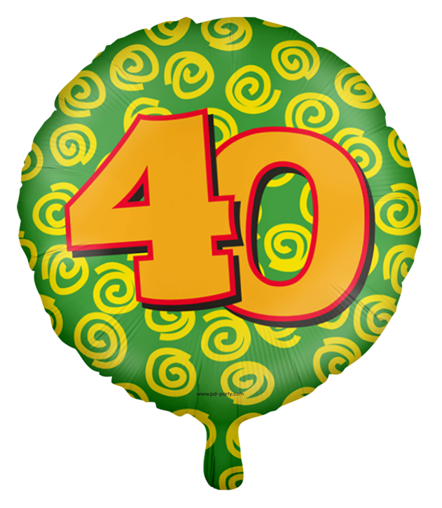 Runder Folienballon Bunt - Zahl 40
