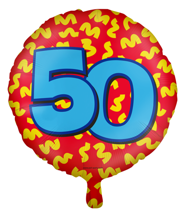 Runder Folienballon Bunt - Zahl 50