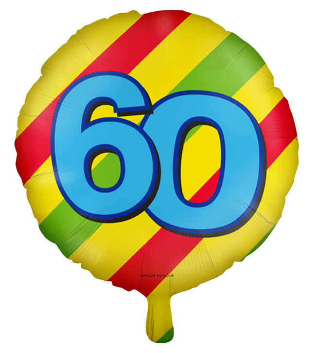 Runder Folienballon Bunt - Zahl 60