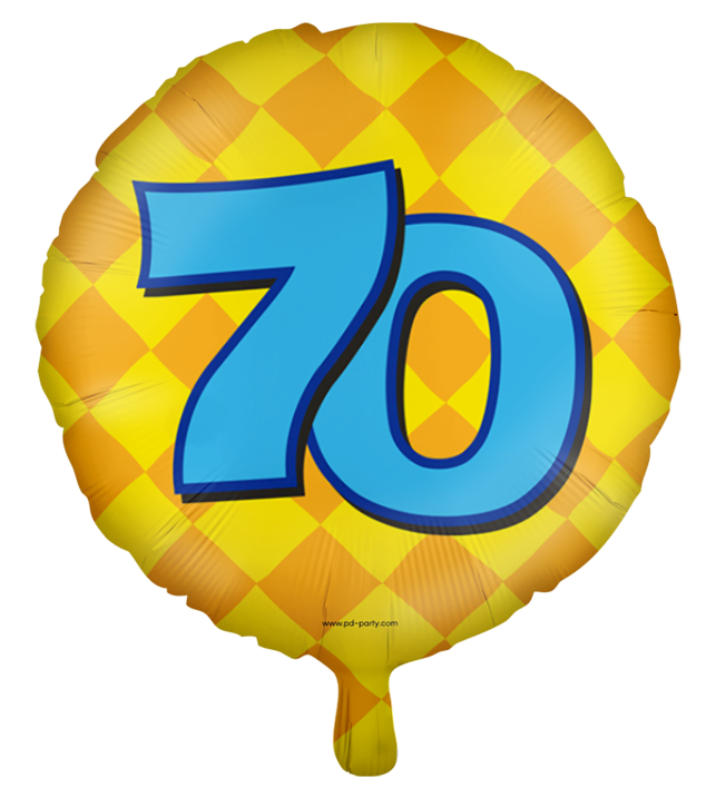 Runder Folienballon Bunt - Zahl 70