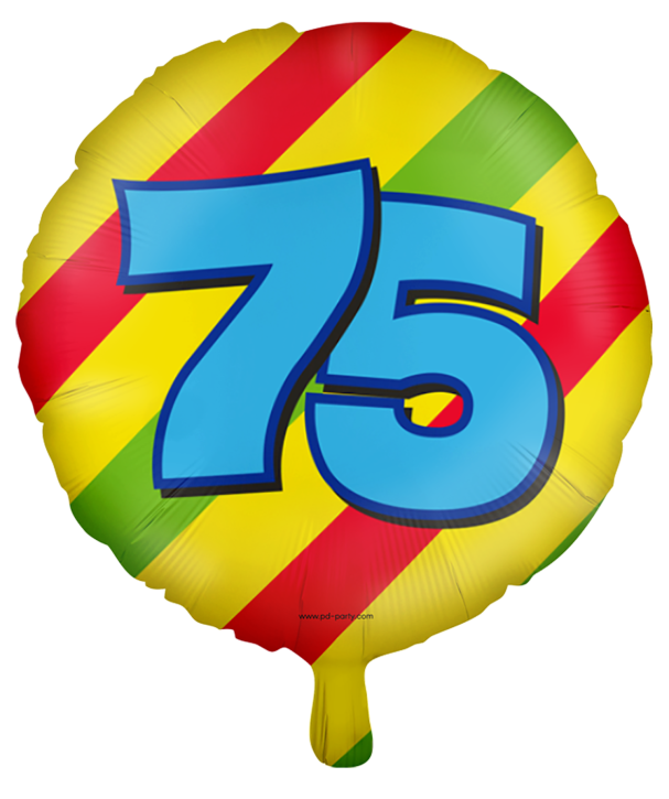 Runder Folienballon Bunt - Zahl 75