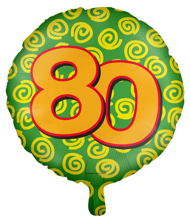 Runder Folienballon Bunt - Zahl 80