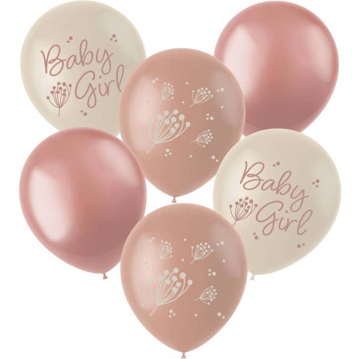 6 Luftballons Blooming Baby Girl