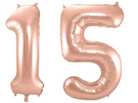 Folienballon-Set Zahl 15 - in Roségold