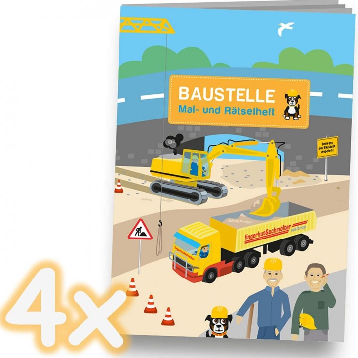 4 Mal- und Rätselhefte Baustelle