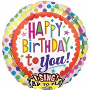 Singender Folienballon Happy Birthday! - Ohne Helium