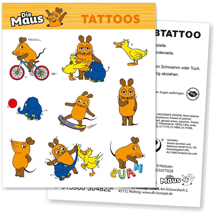1 Tattoo-Bogen Die Sendung mit der Maus