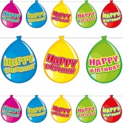 Wimpelkette Happy Birthday im Luftballon-Design