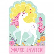 8 Einladungen + Umschläge Magical Unicorn