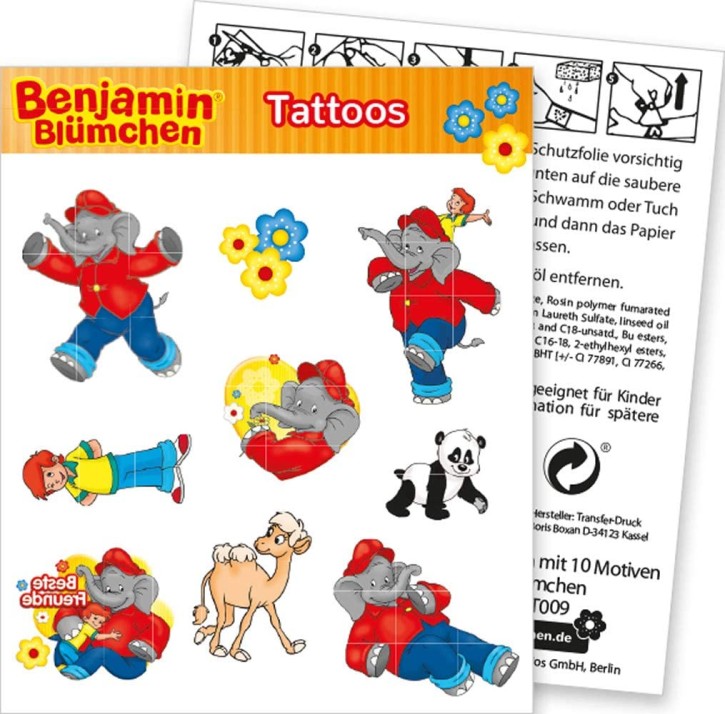 1 Tattoo-Bogen Benjamin Blümchen