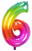 Regenbogen-Folienballon Zahl 6
