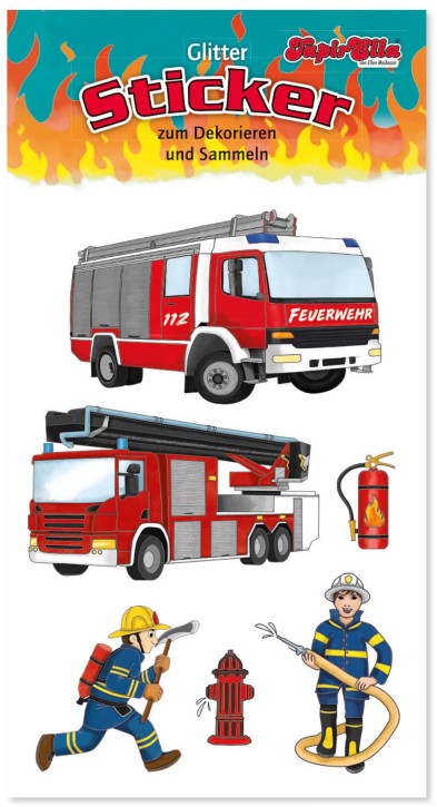 Feuerwehr Glitter-Sticker