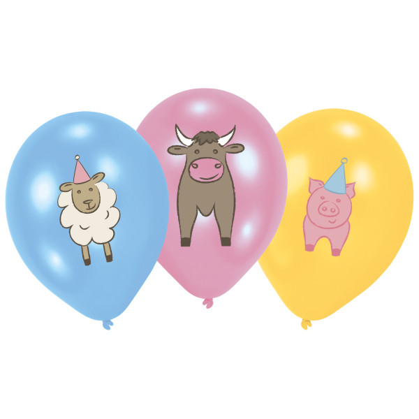 6 Luftballons Bauernhoftiere
