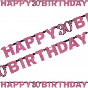 "Happy Birthday"-Banner 30. Geburtstag - Sparkling Pink