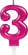 Zahlenkerze #3 - in Pink