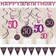 26-teiliges Deko-Set: 50. Geburtstag - Sparkling Pink