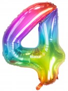 Regenbogen-Folienballon Zahl 4