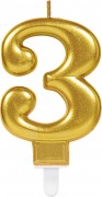 Zahlenkerze #3 - in Gold