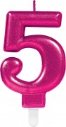 Zahlenkerze #5 - in Pink