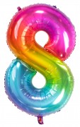 Regenbogen-Folienballon Zahl 8
