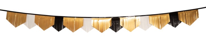 Fransengirlande - gold-schwarz-weiß