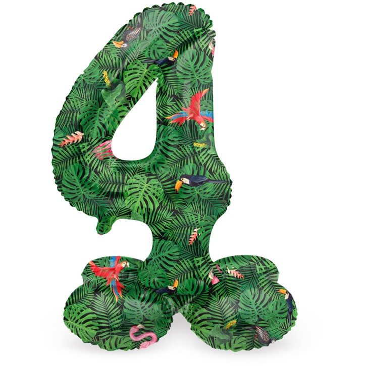 Stehender Folienballon Jungle Vibe - Zahl 4
