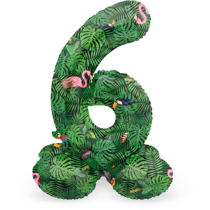 Stehender Folienballon Jungle Vibe - Zahl 6