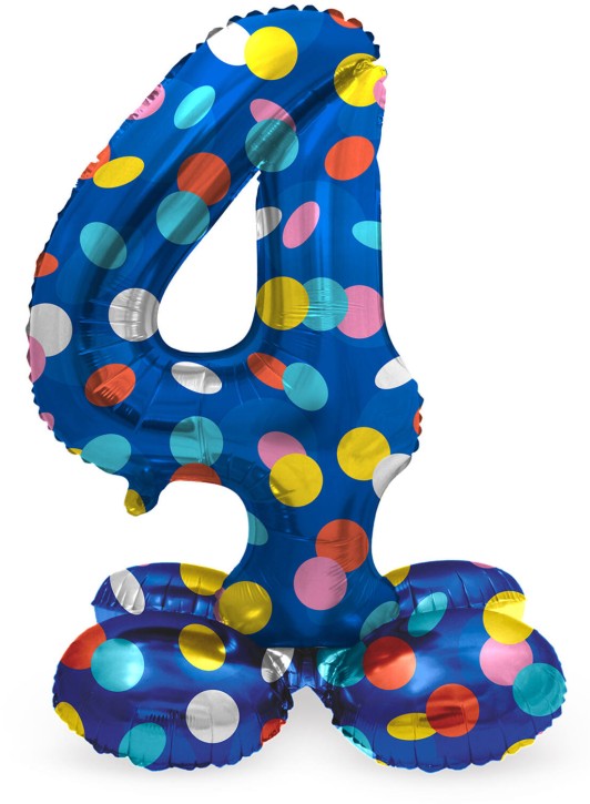 Stehender Folienballon Colorful Dots - Zahl 4