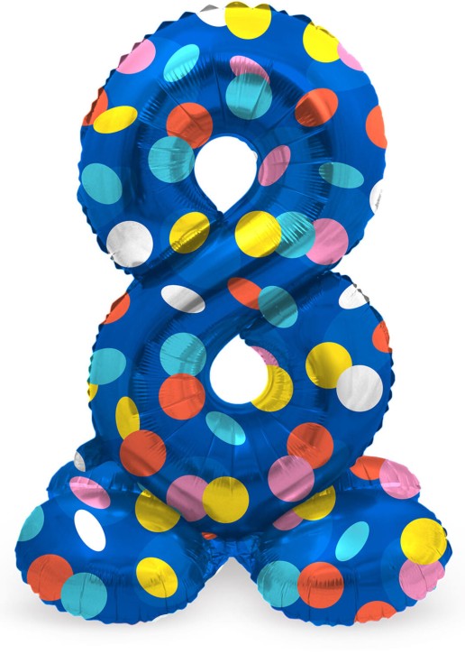 Stehender Folienballon Colorful Dots - Zahl 8