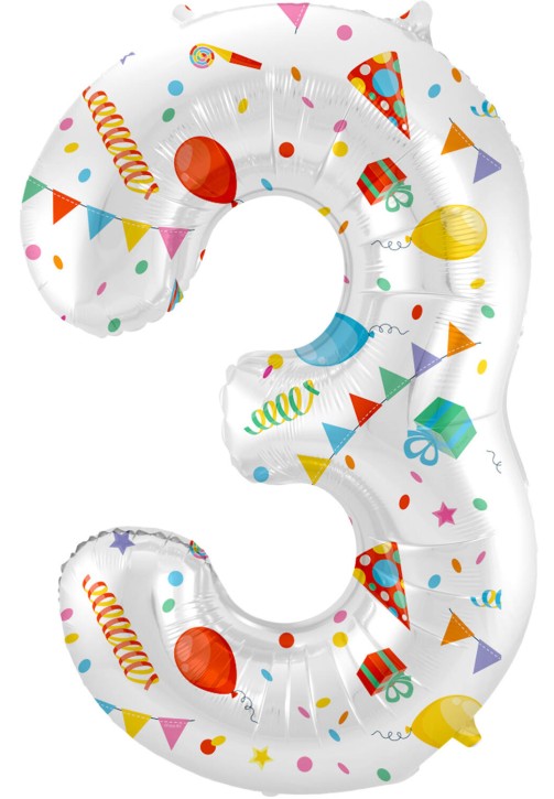Folienballon Joyful Party Zahl 3