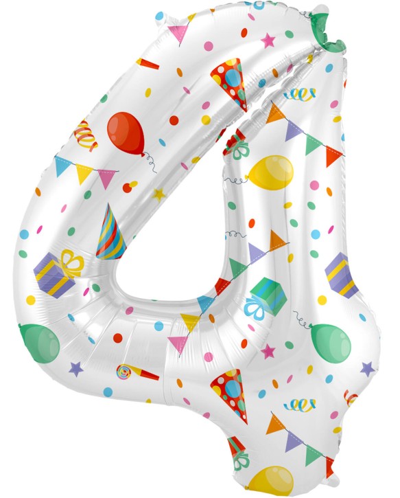 Folienballon Joyful Party Zahl 4