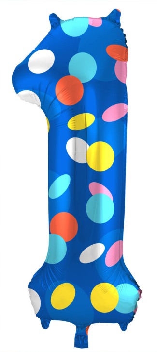 Folienballon Colorful Dots Zahl 1