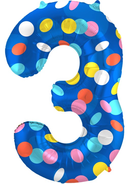 Folienballon Colorful Dots Zahl 3