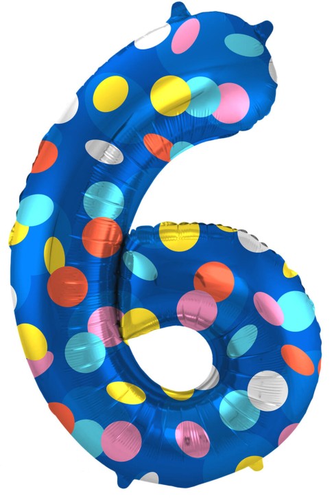 Folienballon Colorful Dots Zahl 6
