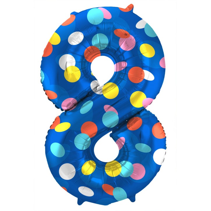 Folienballon Colorful Dots Zahl 8