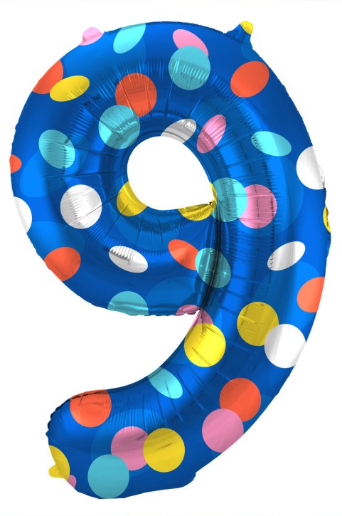 Folienballon Colorful Dots Zahl 9