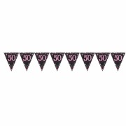 Wimpelkette 50. Geburtstag - Sparkling Pink