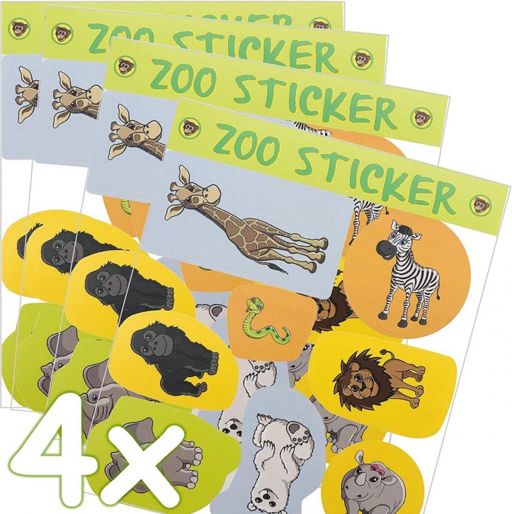 4 Sticker-Bögen Zoo & Zootiere