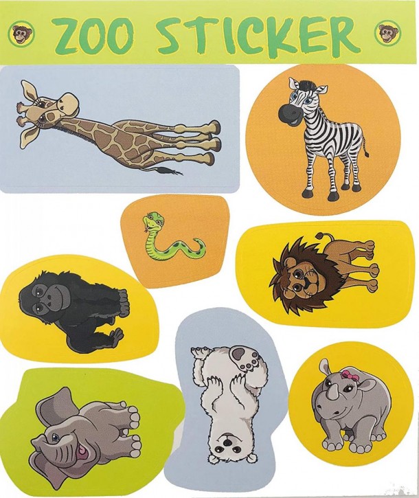 1 Sticker-Bogen Zoo & Zootiere