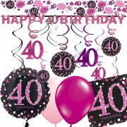 Deko-Set: 40. Geburtstag - Sparkling Pink