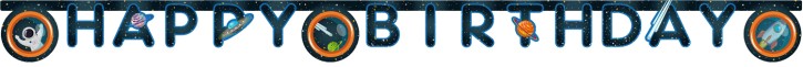 Happy Birthday Banner Space Rocket