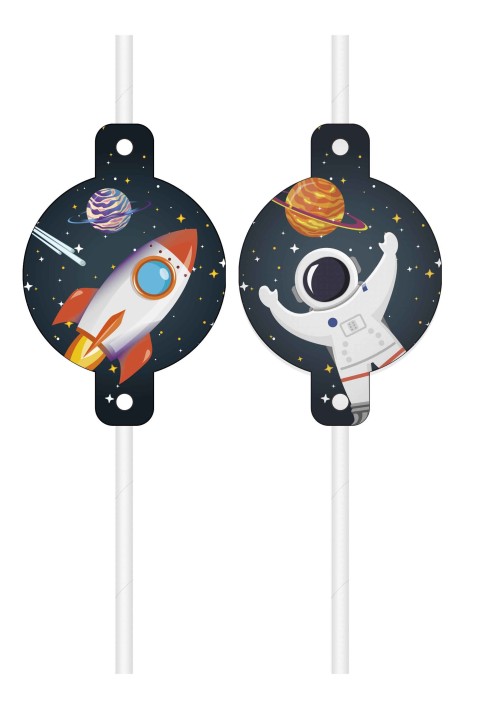 4 Trinkhalme Space Rocket