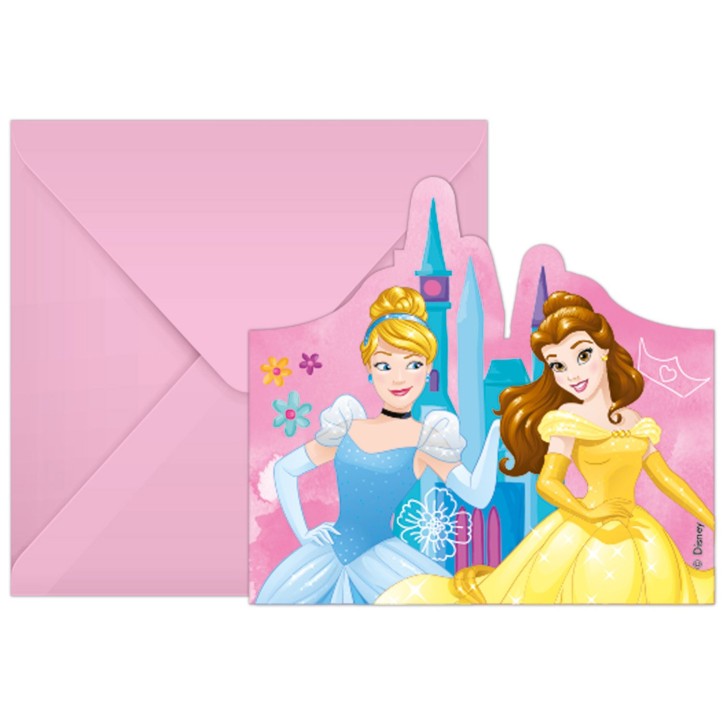 6 Einladungen Disney Prinzessinnen