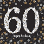 16 Servietten mit der Zahl 60 - Sparkling Celebration