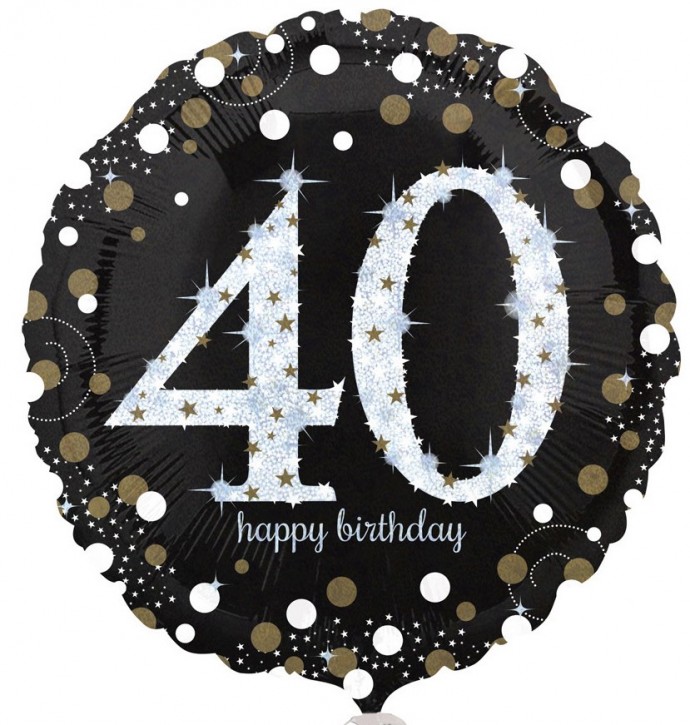 Runder Folienballon - Sparkling Gold Zahl 40 (45cm)