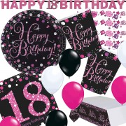 58-teiliges Party-Set: 18. Geburtstag - Sparkling Pink