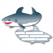 6 Einladungen in Haifischform