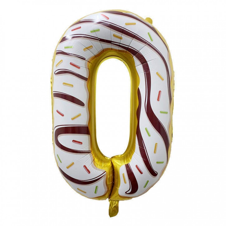Folienballon Zahl 0 - in Donut Optik